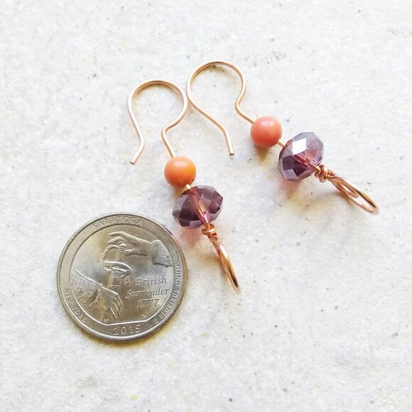 Handmade & One-of-a-Kind Dangle Earrings! Mauve & Mango Tango! Tropical Colors! - Picture 2 of 8